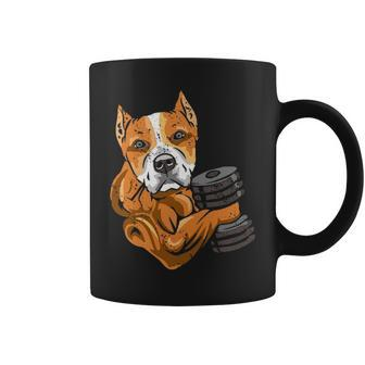 Pitbull Weightlifting Dog Mom Dad Weightlifting Coffee Mug | Mazezy