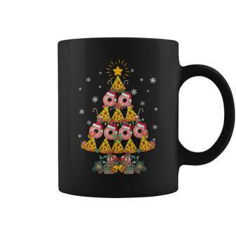 Pizza & Donut Christmas Tree Merry Xmas Crustmas Light Coffee Mug | Mazezy