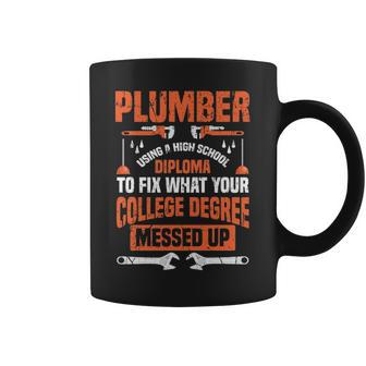 Plumber College Plumbing Joke Pun Coffee Mug | Mazezy