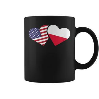 Poland Usa Flag T Heart Polish American Love Coffee Mug - Monsterry DE