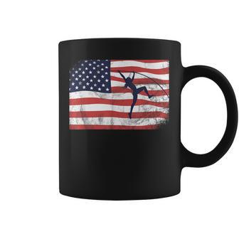 Pole Vault Track And Field Vaulting Girl Gymnast Usa Flag Coffee Mug - Monsterry CA