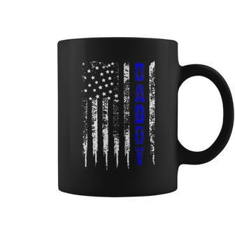Police Daddy Blue Line Fathers Day Distressed Coffee Mug - Monsterry DE