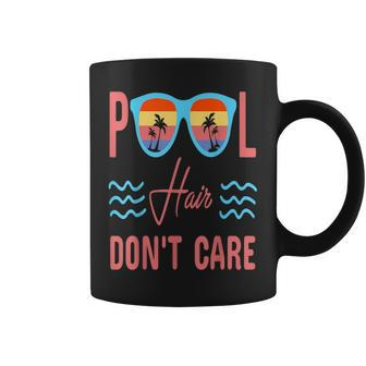 Pool Hair Don't Care Summer Swimmer Quote Coffee Mug | Crazezy UK