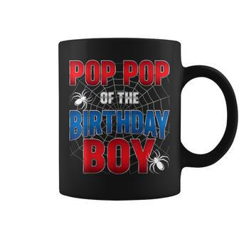 Pop Pop Of Birthday Boy Costume Spider Web Birthday Party Coffee Mug - Seseable