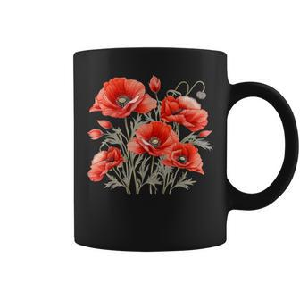 Poppy Flower Botanical Vintage Poppies Floral Coffee Mug - Seseable