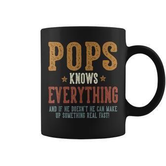 Pops Knows Everything Humorous Father's Day Pops Coffee Mug - Monsterry