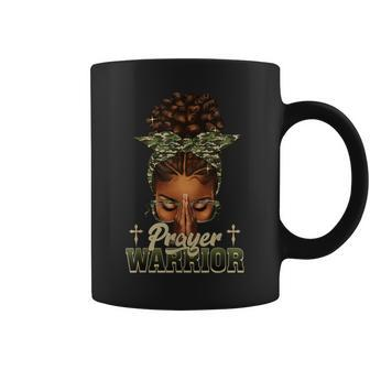 Praying Black Woman Afro Christian Sayings Prayer Warrior Coffee Mug - Seseable