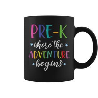 Pre-K Teacher Adventure Begins First Day Preschool Teachers Coffee Mug - Monsterry