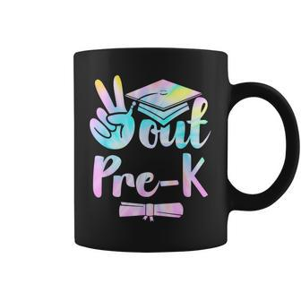 Prek Graduation Peace Out Pre K Tie Dye End Of School Coffee Mug - Monsterry DE