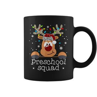 Preschool Squad Plaid Reindeer Santa Hat Teacher Christmas Coffee Mug - Seseable
