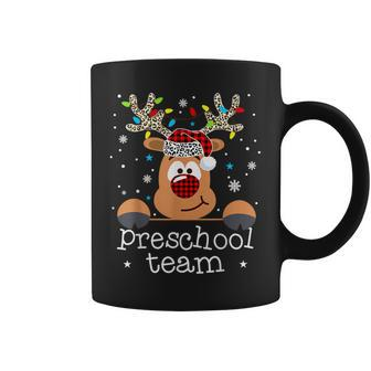 Preschool Team Plaid Reindeer Santa Hat Teacher Christmas Coffee Mug - Seseable