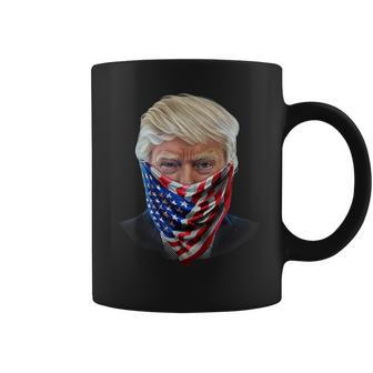 President Donald Trump In Flag Of Usa Bandana Coffee Mug - Monsterry