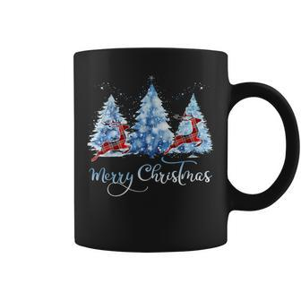 Pretty Wintery Buffalo Plaid Reindeer Merry Christmas Coffee Mug - Monsterry CA