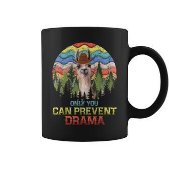 Only You Can Prevent Drama Llama Camping Vintage Coffee Mug | Crazezy