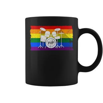 Pride Rainbow Flag Drum Kit Drummer Shadow Coffee Mug | Mazezy CA