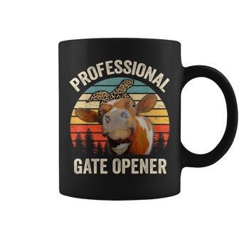 Professional Gate Opener Cow Lover Vintage Retro Heifer Coffee Mug - Monsterry