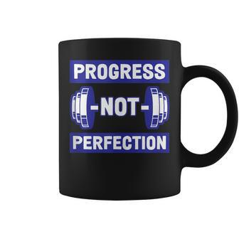 Progress Not Perfection Weightlifting Workout Exercise Gym Coffee Mug - Monsterry