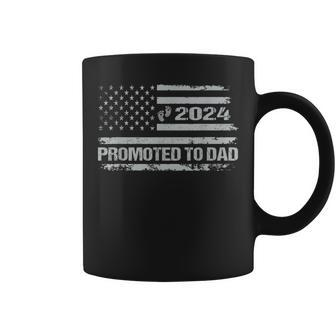 Promoted To Dad Est 2024 Featuring An American Flag Coffee Mug - Monsterry