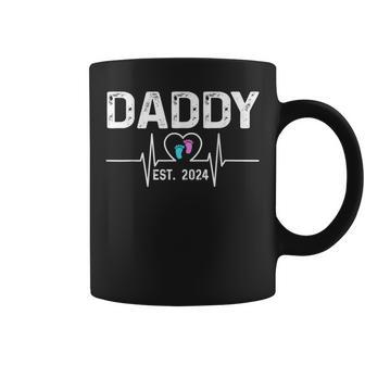 Promoted To Daddy 2024 Heartbeat Baby Reveal Coffee Mug - Monsterry DE