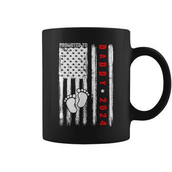 Promoted To Daddy 2024 Patriotic American Flag Fathers Day Coffee Mug - Thegiftio UK