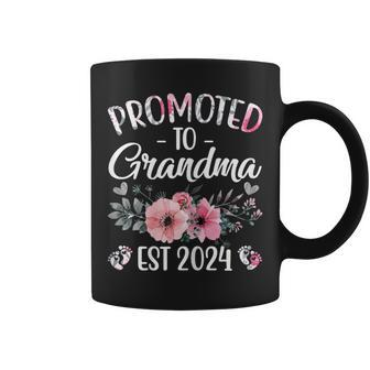 Promoted To Grandma Est 2024 Floral Pregnancy Announcement Coffee Mug | Mazezy UK