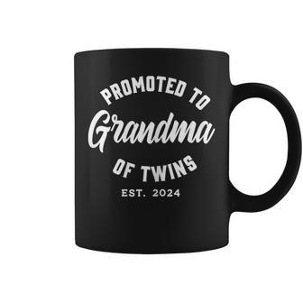 Promoted To Grandma Of Twins 2024 Twins Baby Announcement Coffee Mug - Monsterry