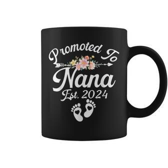 Promoted To Nana Est 2024 Pregnancy Announcement Floral Coffee Mug - Monsterry DE