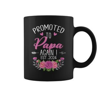 Promoted To Papa Again 2024 New Dad Father's Day Baby Comin Coffee Mug - Thegiftio UK