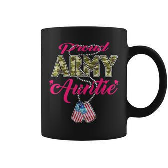 Proud Army Auntie Camo Us Flag Dog Tags Pride Military Aunt Coffee Mug - Monsterry DE