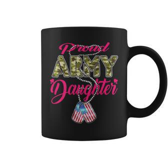 Proud Army Daughter Us Flag Camo Dog Tags Military Child Coffee Mug - Monsterry