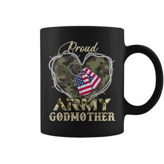 Proud Army Godmother With Heart American Flag For Veteran Coffee Mug - Monsterry
