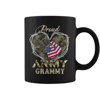 Proud Army Grammy With Heart American Flag For Veteran Coffee Mug - Monsterry