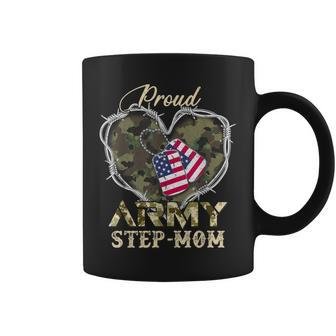 Proud Army Stepmom With Heart American Flag For Veteran Coffee Mug - Monsterry AU