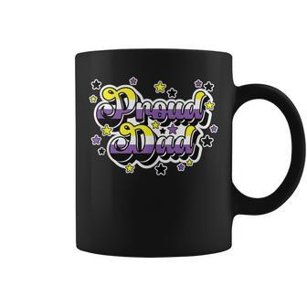 Proud Dad Of A Non-Binary Son Or Daughter Lgbtq Non Binary Coffee Mug - Monsterry AU