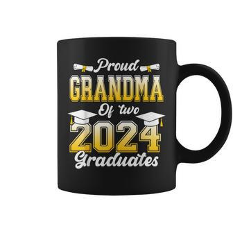 Proud Grandma Of Two 2024 Graduates Twins Graduation Family Coffee Mug - Seseable