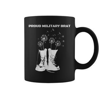 Proud Military Brat Dandelion Combat Boots Coffee Mug - Monsterry CA
