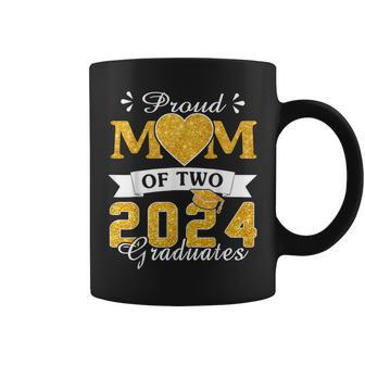 Proud Mom Of Two 2024 Graduates Mother Class Of 2024 Senior Coffee Mug - Seseable