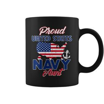 Proud Navy Aunt Us Flag Family Army Military Coffee Mug - Monsterry DE