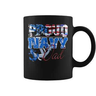 Proud Navy Dad Patriotic Sailor Fathers Day Coffee Mug - Monsterry