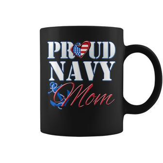 Proud Navy Mom Usa Heart American Flag Coffee Mug - Monsterry DE