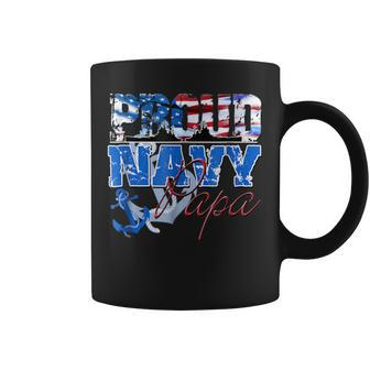 Proud Navy Papa Patriotic Sailor Usa Flag Men Coffee Mug - Monsterry