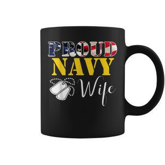 Proud Navy Wife With American Flag Veteran Coffee Mug - Monsterry