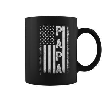 Proud Papa American Flag Fathers Day Grandpa For Men Coffee Mug - Seseable