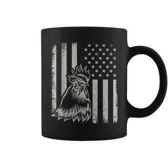 Proud Patriotic Chicken Rooster Farmer Lover American Flag Coffee Mug - Monsterry
