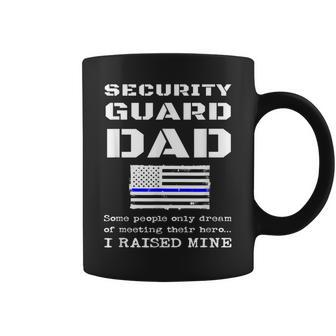 Proud Security Guard Dad Father Thin Blue Line American Flag Coffee Mug - Monsterry UK