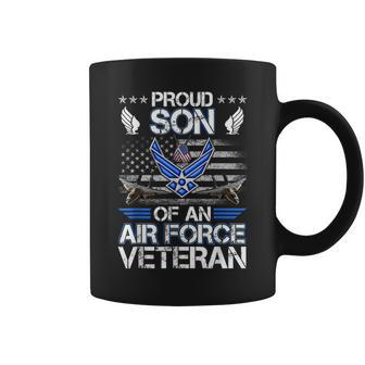 Proud Son Of A Air Force Veteran American Flag Military Coffee Mug - Monsterry DE
