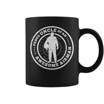Proud Uncle Of A Airman Circle Badge Military T Coffee Mug - Monsterry DE