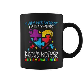 Pround Autism Mom Heart Mother Puzzle Piece Autism Awareness Coffee Mug - Seseable