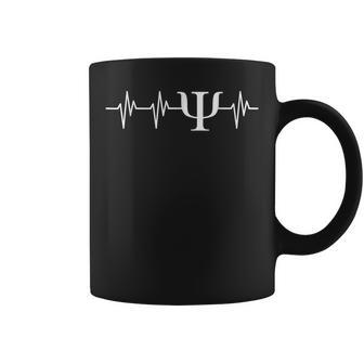 Psych Symbol Heartbeat Psychology Psychologist T Coffee Mug - Monsterry AU