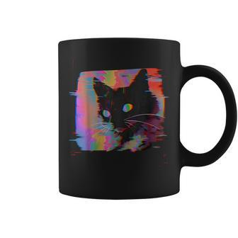 Psychedelic Weirdcore Cat Vaporwave Aesthetic Grunge Punk Coffee Mug - Seseable